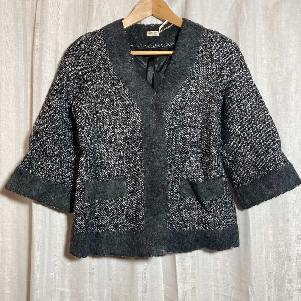 Wool‎ Blend Tweed Jacket Leon Max Limited Edition Black Grey XS Elegant Classic